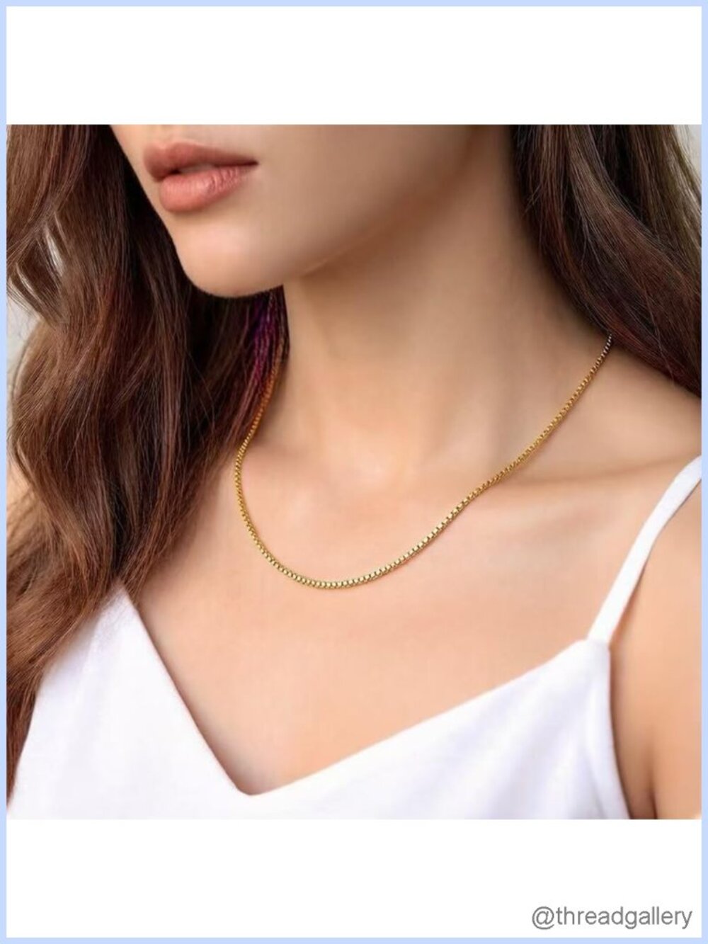 14K Yellow Gold Square Box Chain Necklace Unisex 16in Spring Ring Clasp - Picture 2 of 6